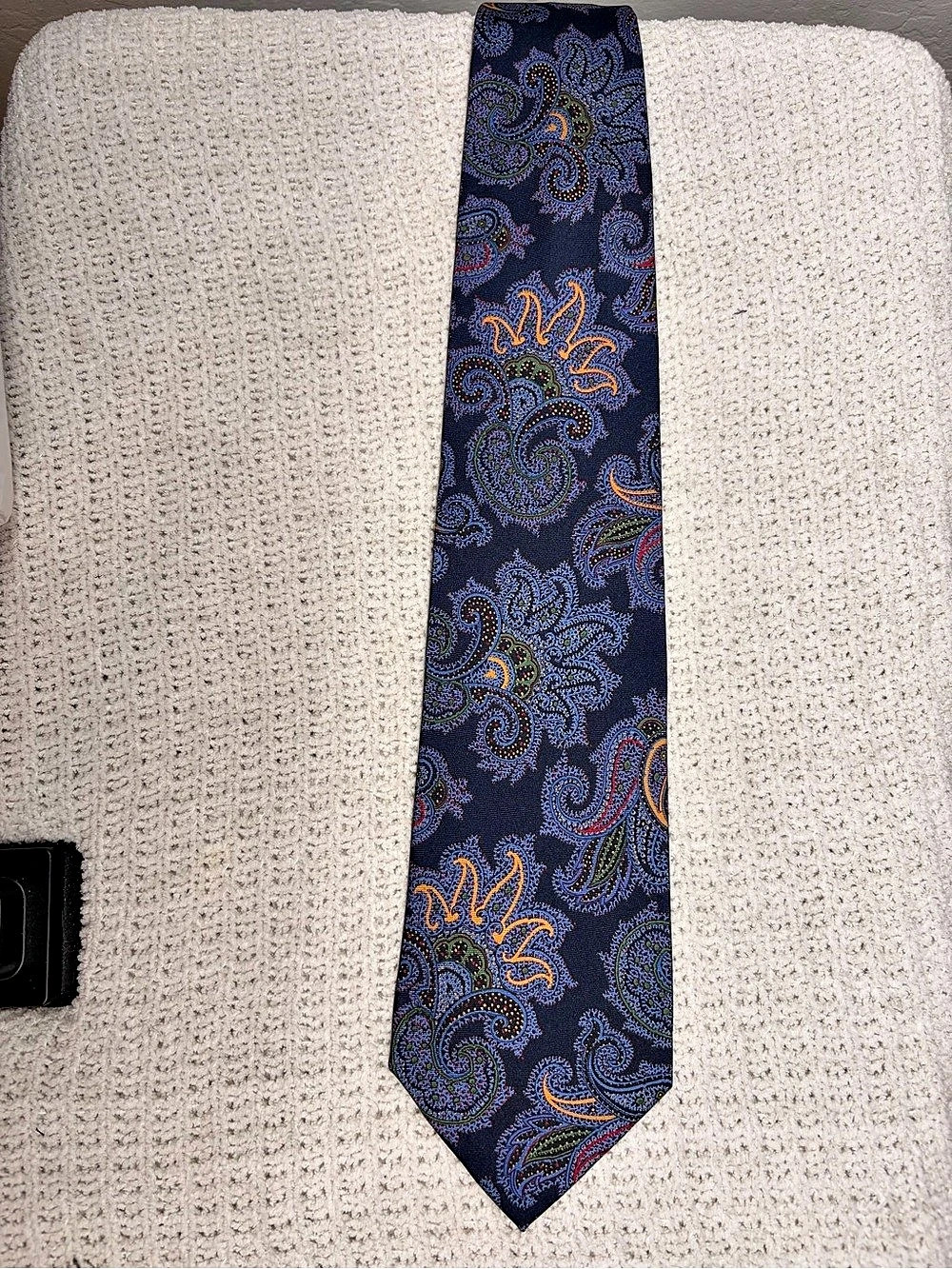 Etro Milano Paisley Silk Necktie Men's Blue & Orange